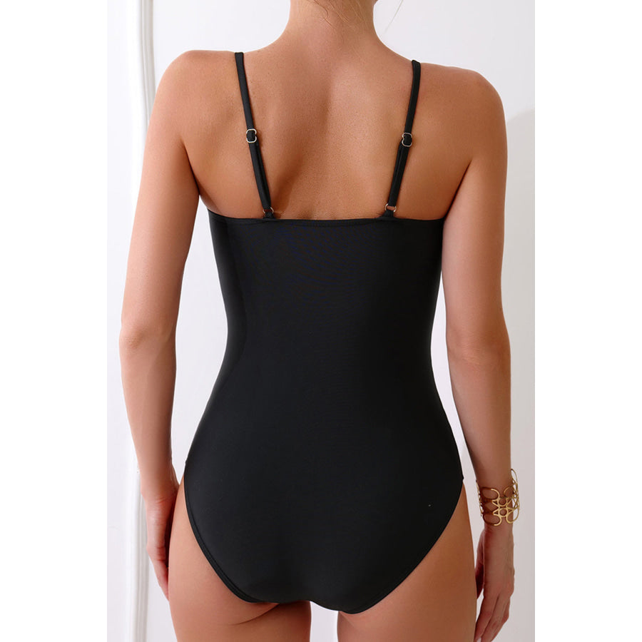 Cutout Spaghetti Strap One-Piece Swimwear Apparel and Accessories