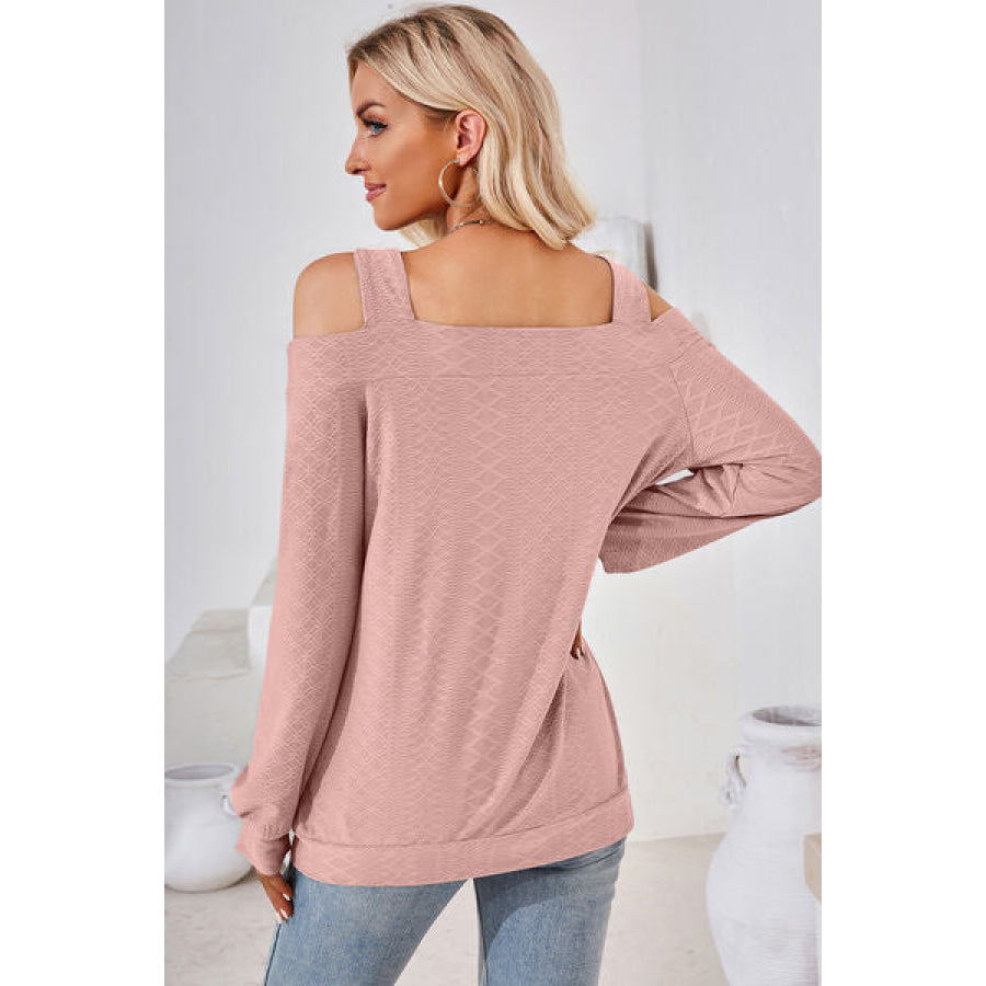 Cutout Square Neck Cold Shoulder T - Shirt Apparel and Accessories