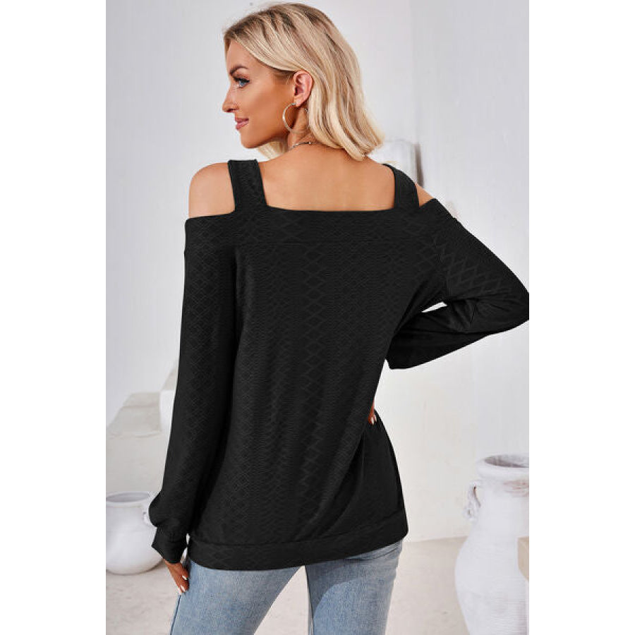 Cutout Square Neck Cold Shoulder T - Shirt Apparel and Accessories