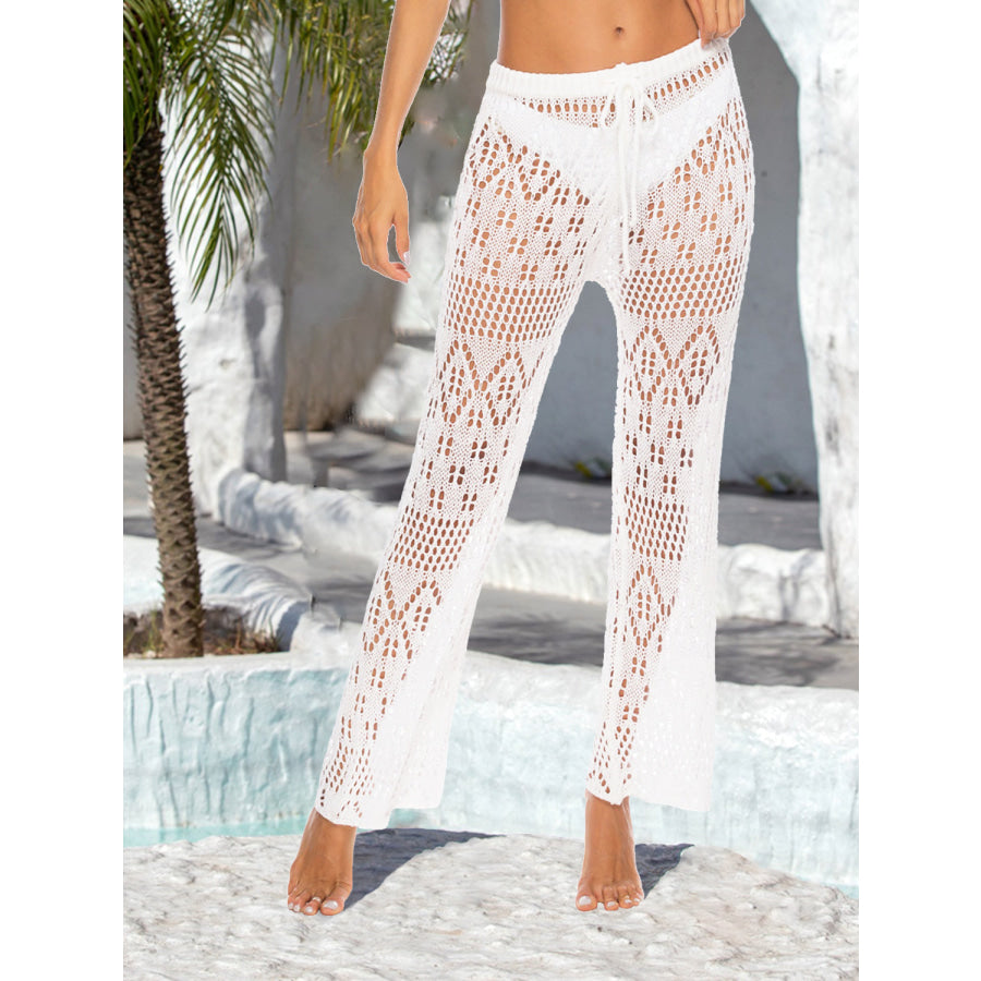 Cutout Straight Swim Pants White / S Apparel and Accessories