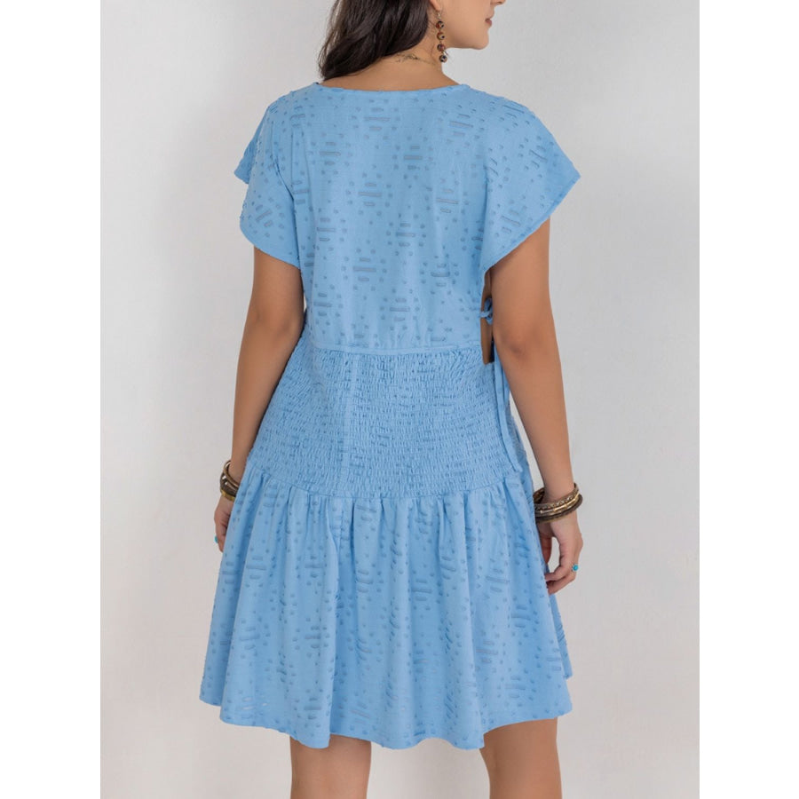 Cutout Surplice Short Sleeve Dress Apparel and Accessories