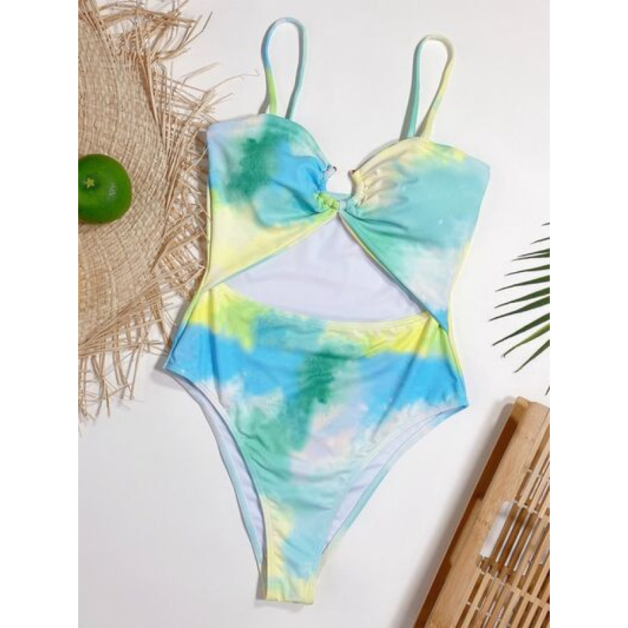 Cutout Tie - Dye Spaghetti Strap One - Piece Swimwear Apparel and Accessories