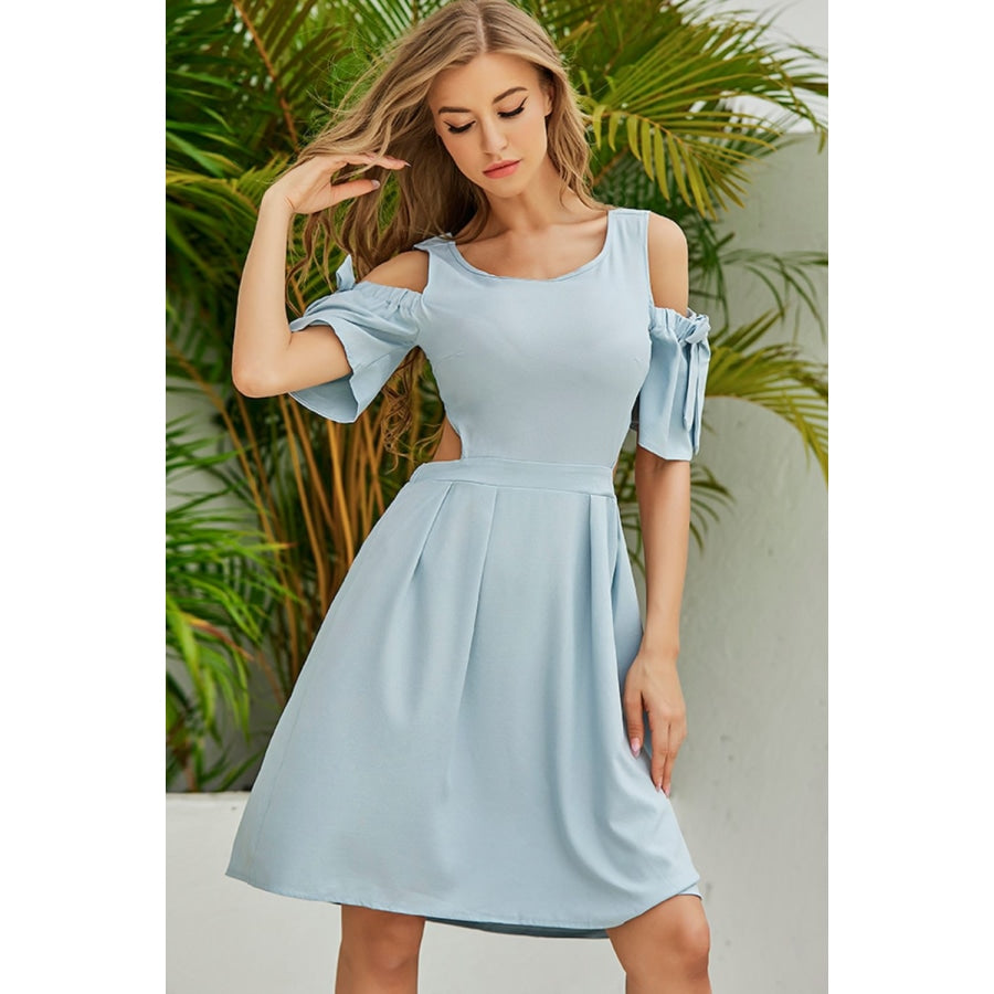 Cutout Tied Cold-Shoulder Dress