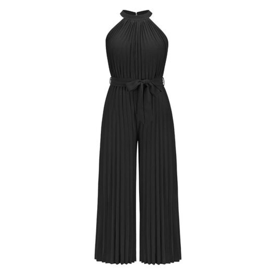 Cutout Tied Pleated Sleeveless Jumpsuit Apparel and Accessories