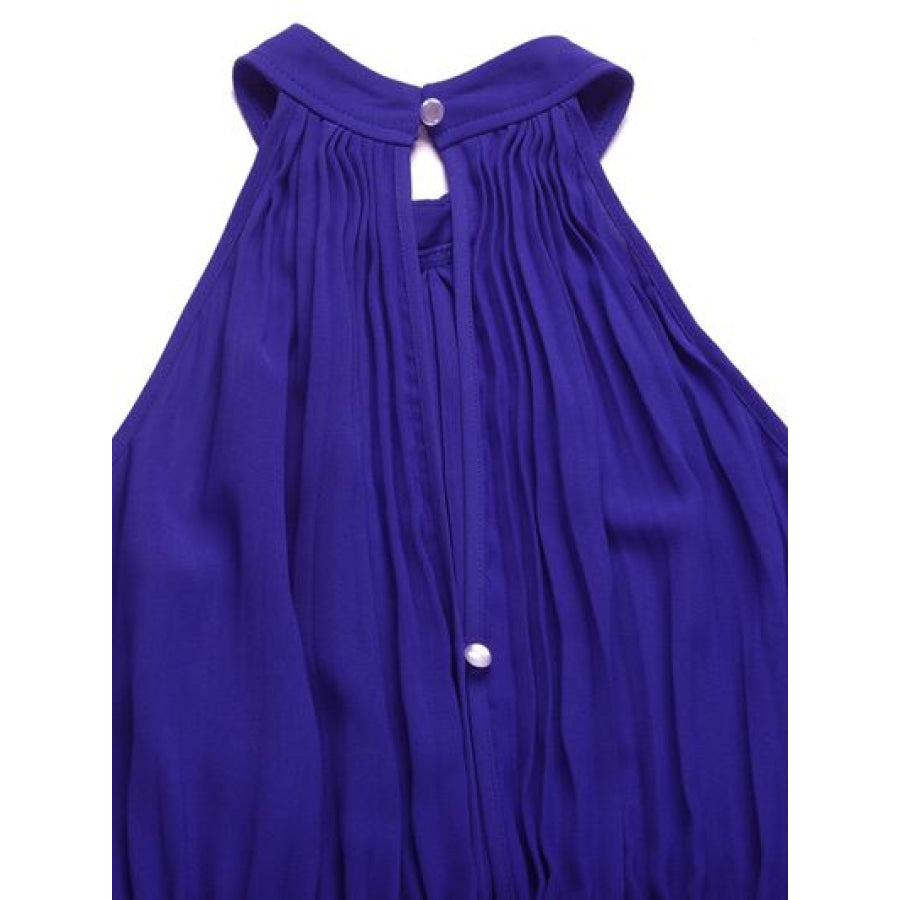 Cutout Tied Pleated Sleeveless Jumpsuit Apparel and Accessories