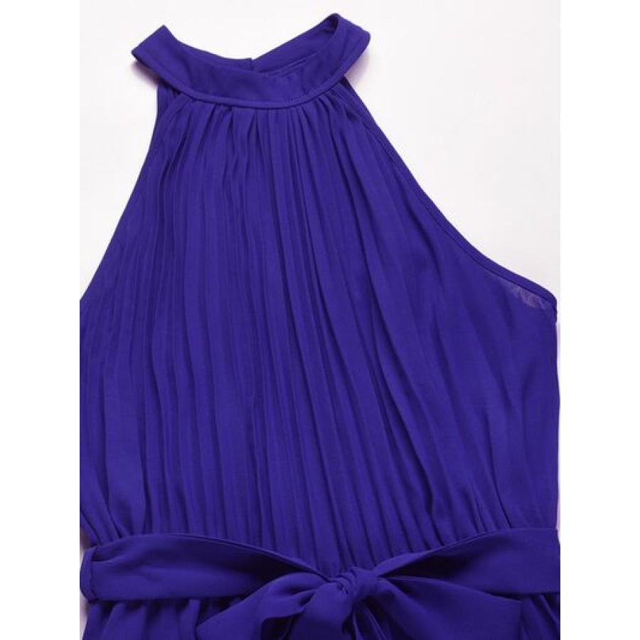 Cutout Tied Pleated Sleeveless Jumpsuit Apparel and Accessories