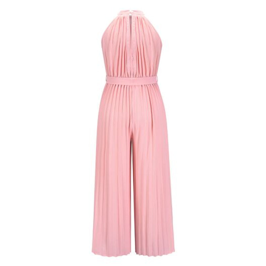 Cutout Tied Pleated Sleeveless Jumpsuit Apparel and Accessories