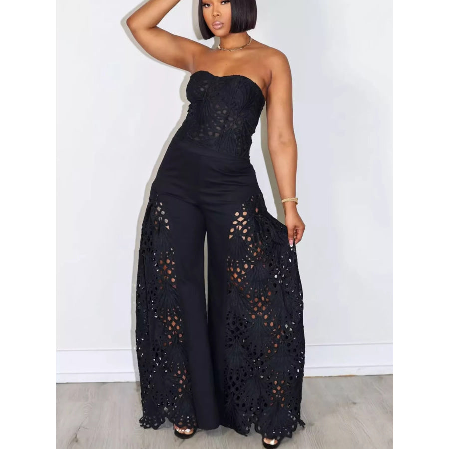 Cutout Tube Top and Wide Leg Pants Set Apparel Accessories
