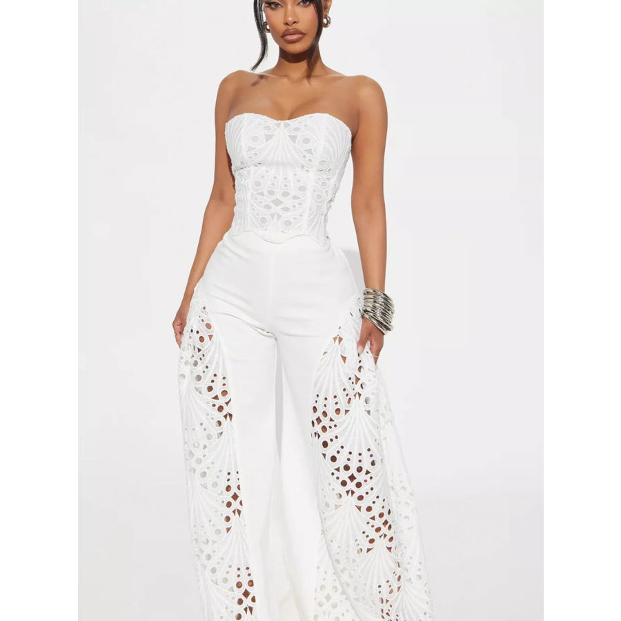 Cutout Tube Top and Wide Leg Pants Set Apparel Accessories