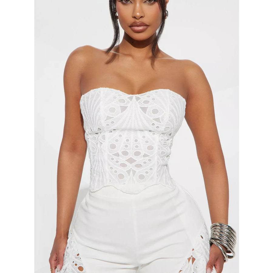 Cutout Tube Top and Wide Leg Pants Set Apparel Accessories