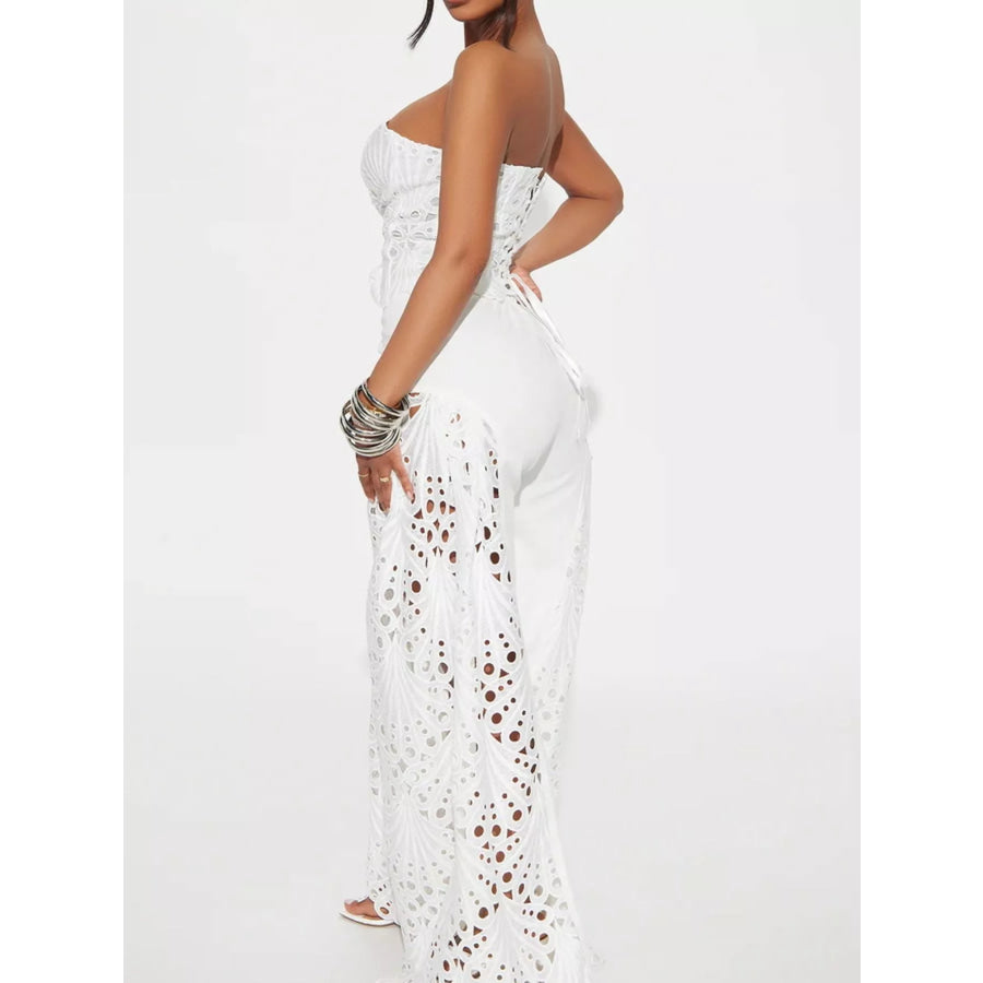 Cutout Tube Top and Wide Leg Pants Set Apparel Accessories