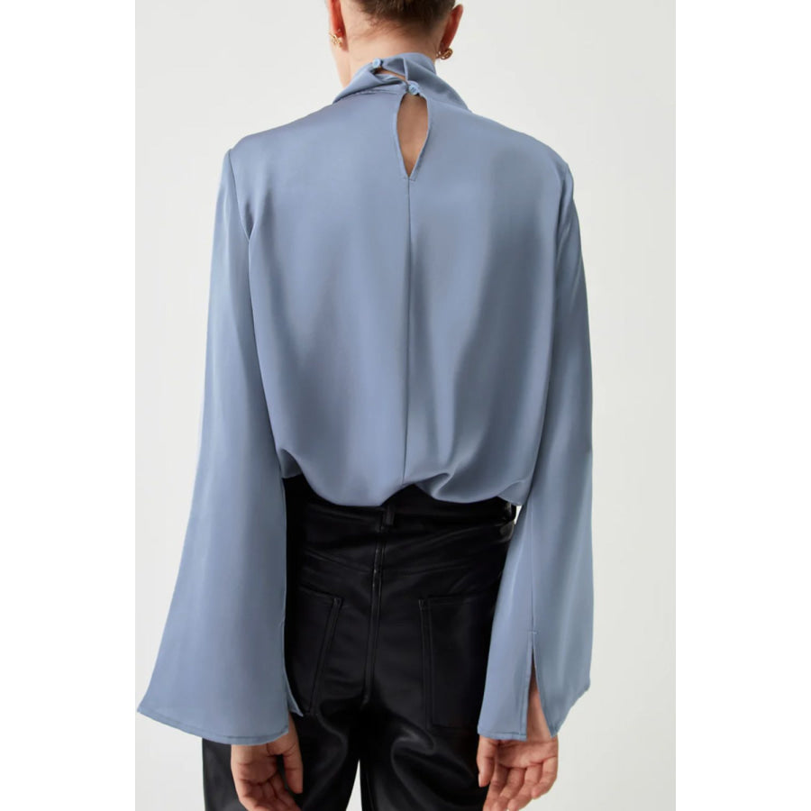 Cutout Turtleneck Long Sleeve Blouse Apparel and Accessories