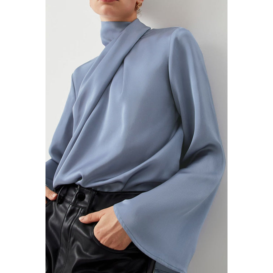 Cutout Turtleneck Long Sleeve Blouse Apparel and Accessories