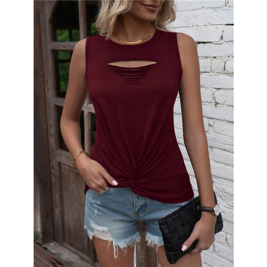 Cutout Twisted Round Neck Tank Apparel and Accessories