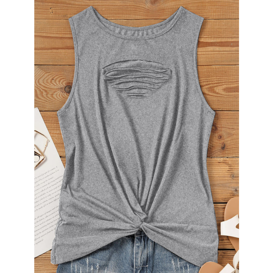 Cutout Twisted Round Neck Tank Apparel and Accessories