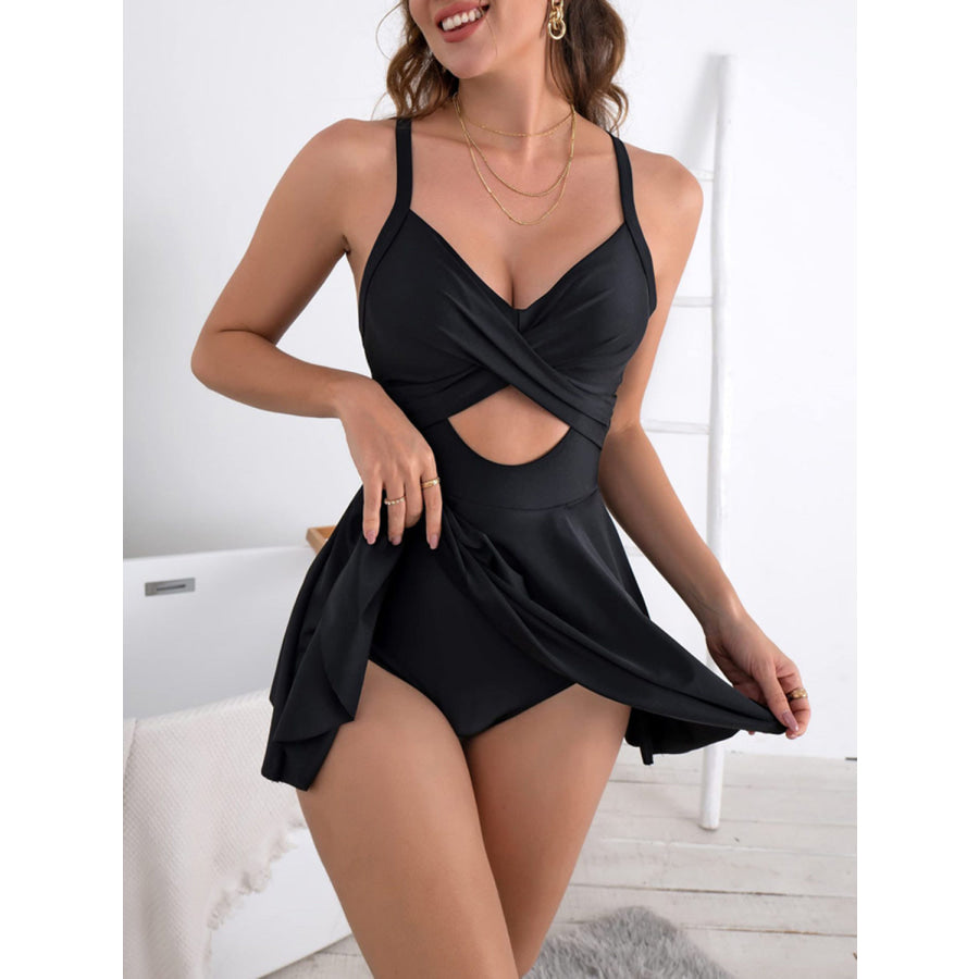 Cutout V - Neck One - Piece Swimwear Apparel and Accessories