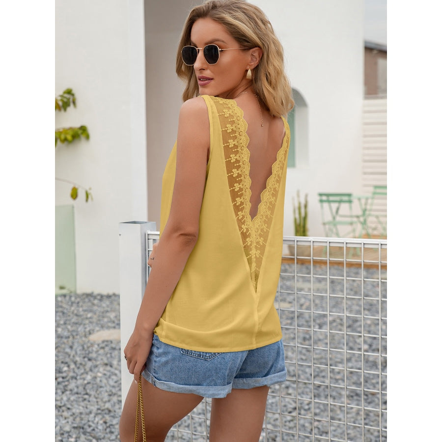 Cutout V-Neck Tank Top Mustard / S