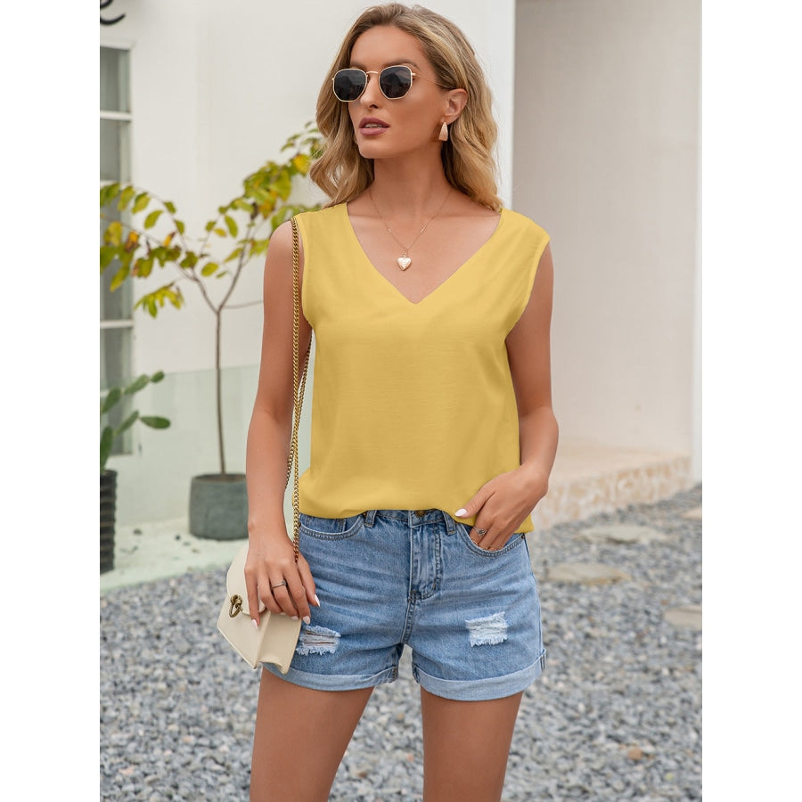 Cutout V-Neck Tank Top