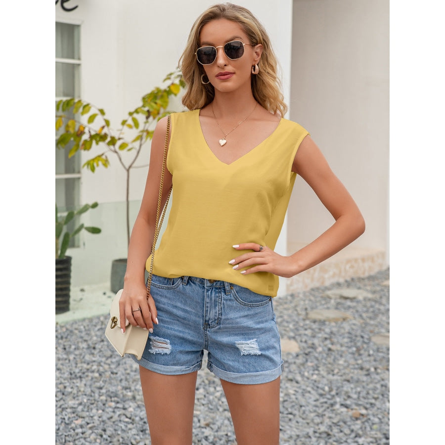 Cutout V-Neck Tank Top