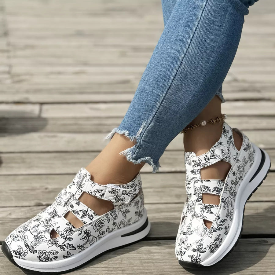 Cutout Velcro Sandals Apparel and Accessories