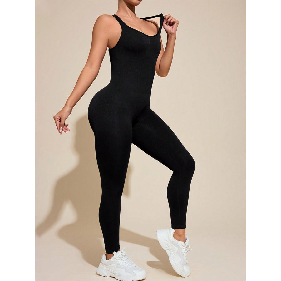 Cutout Wide Strap Active Jumpsuit Apparel and Accessories