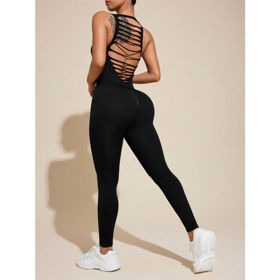 Cutout Wide Strap Active Jumpsuit Apparel and Accessories