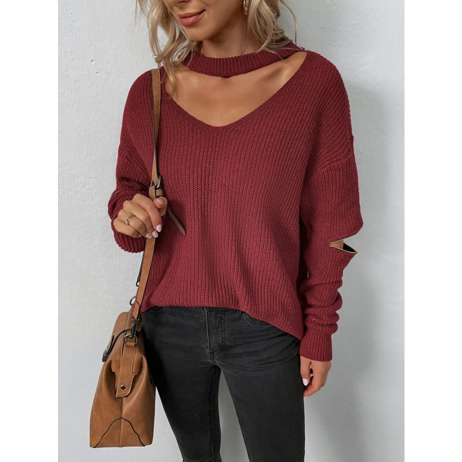 Cutout Zip Detail Sweater