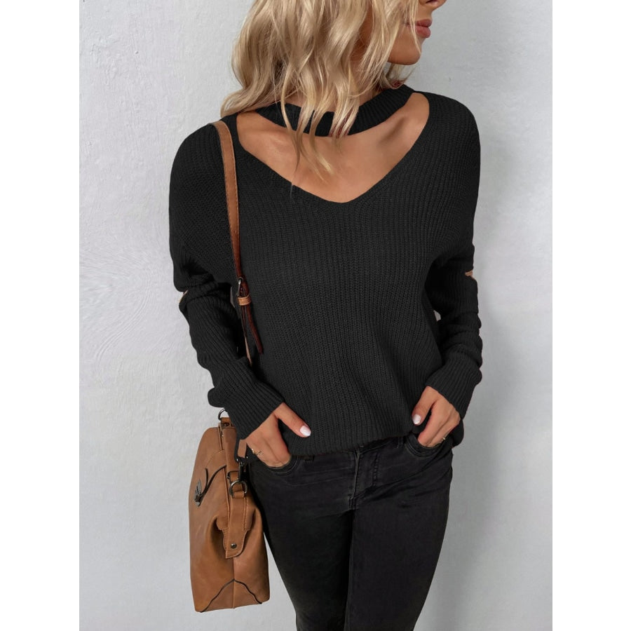 Cutout Zip Detail Sweater Black / S