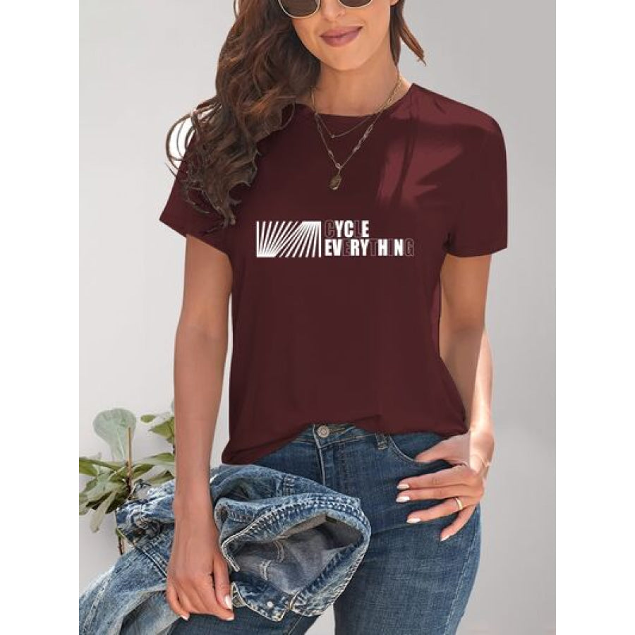 CYCLE EVERYTHING Round Neck T - Shirt Wine / S Apparel and Accessories