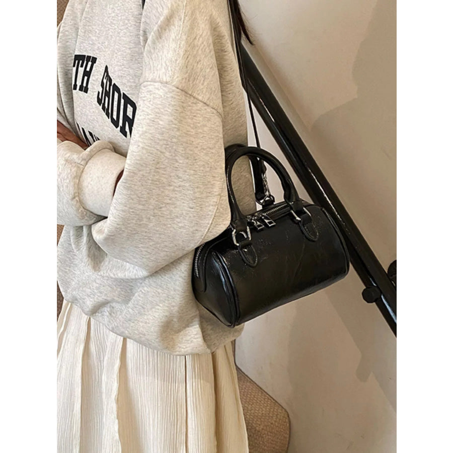 Cylinder Leather Shoulder Bag Black / One Size Apparel and Accessories