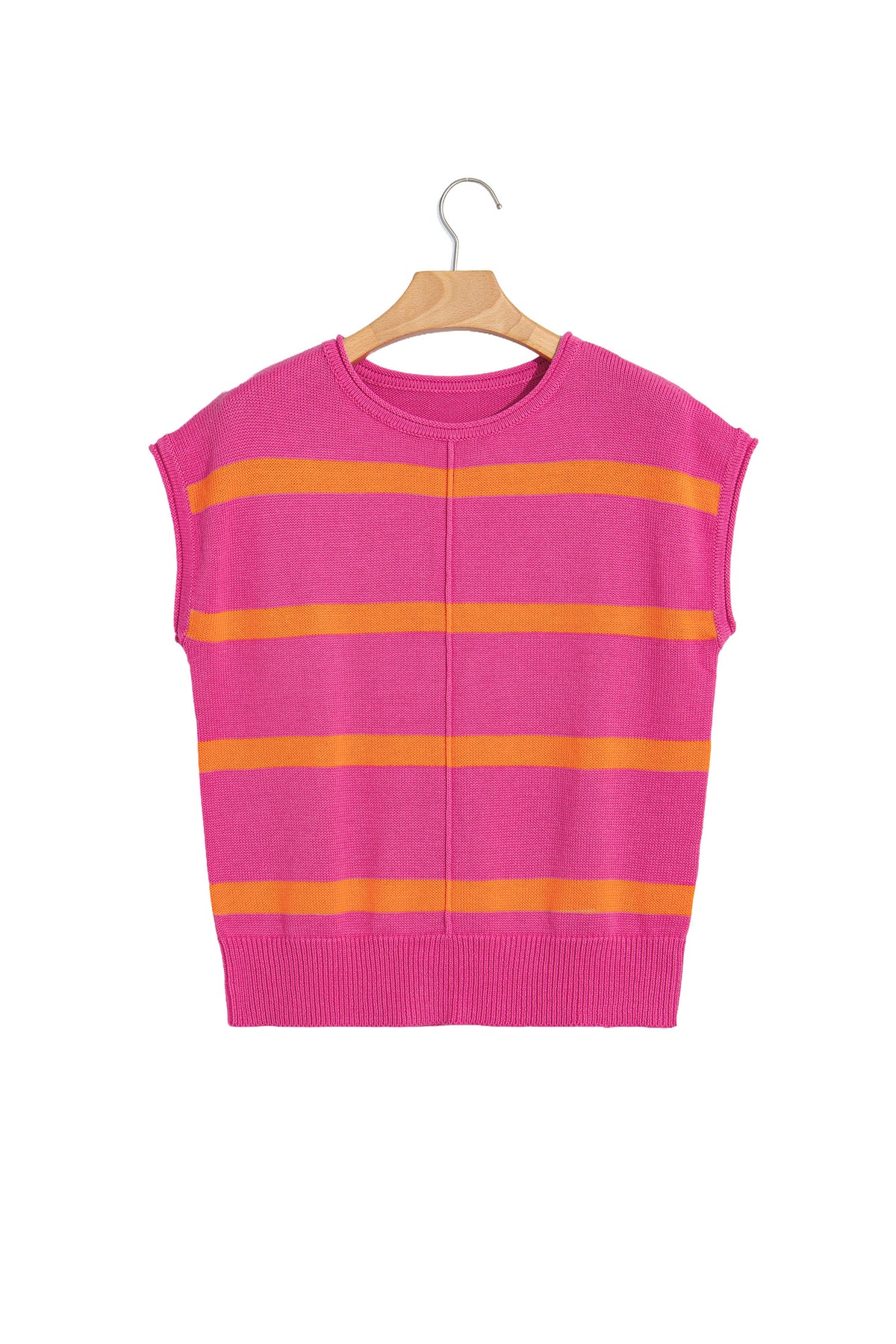 Rose Stripe Knit Western Short Sleeve Sweater