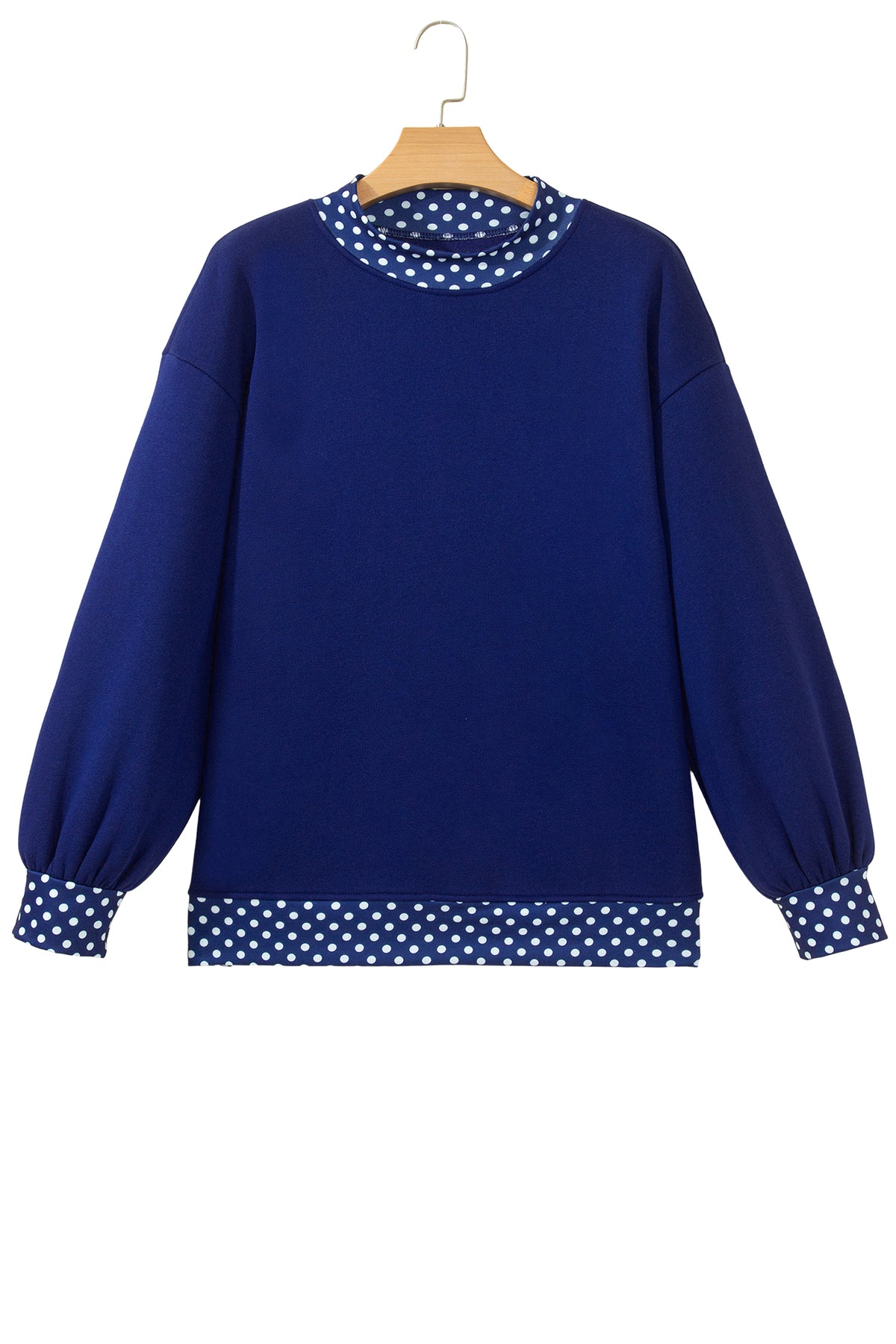 Brown Colorblock Polka Dot Contrast Trim Oversized Sweatshirt