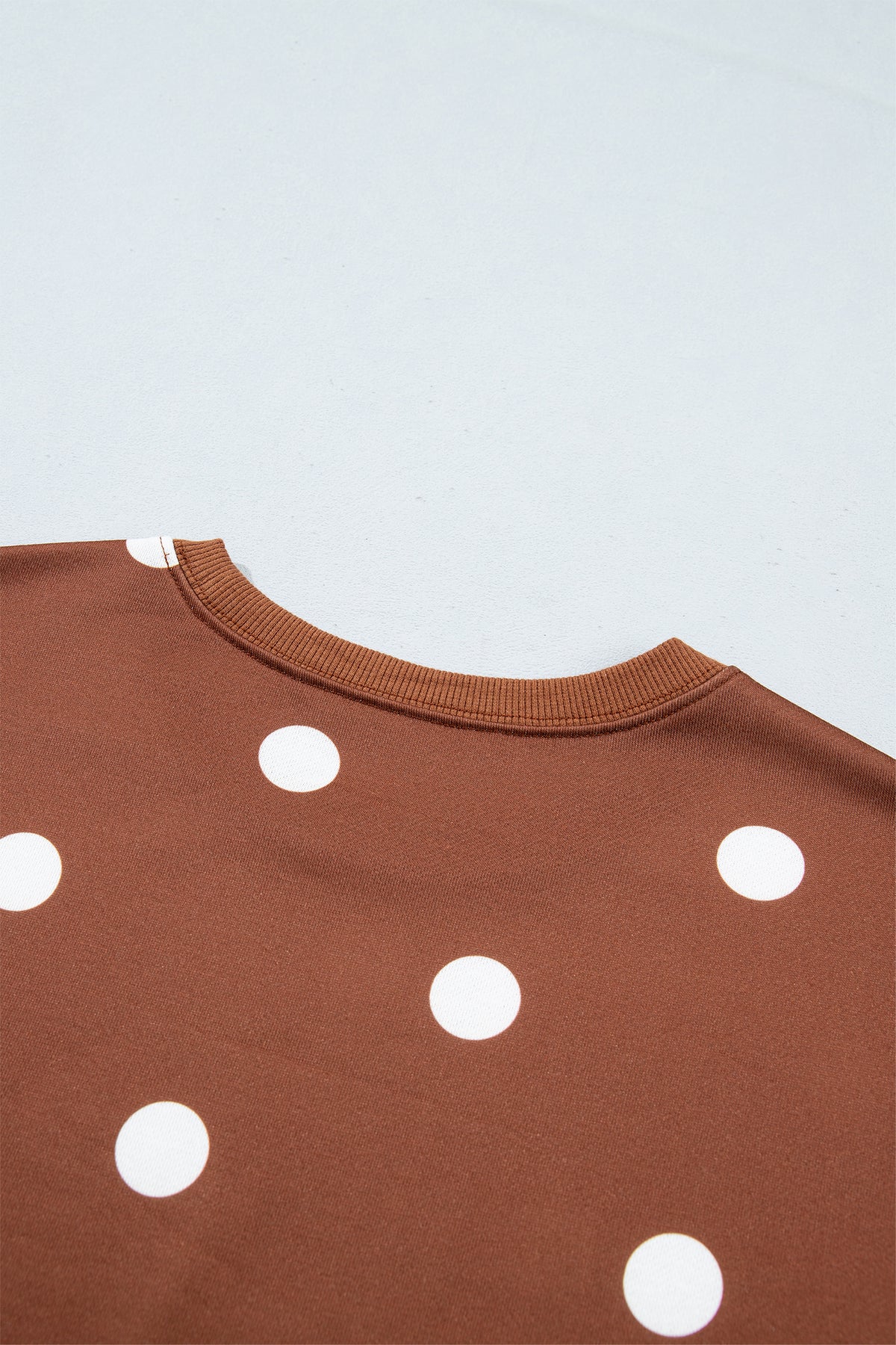 Brown Polka Dot Raw Hem Relaxed Pullover Loose Skort Two Piece Set