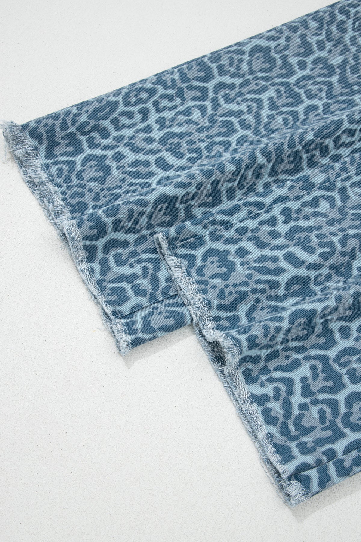 Gray Leopard Frayed Edge Wide Leg High Waist Jeans