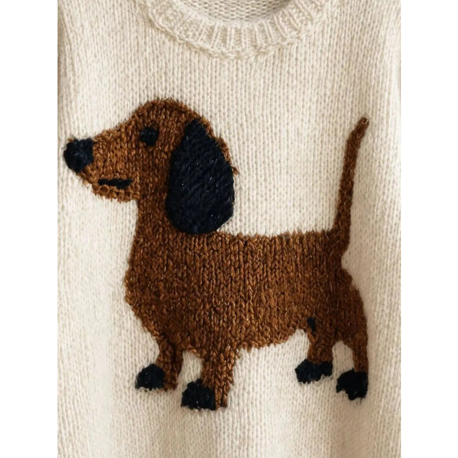 Dachshund Dropped Shoulder Sweater Apparel and Accessories