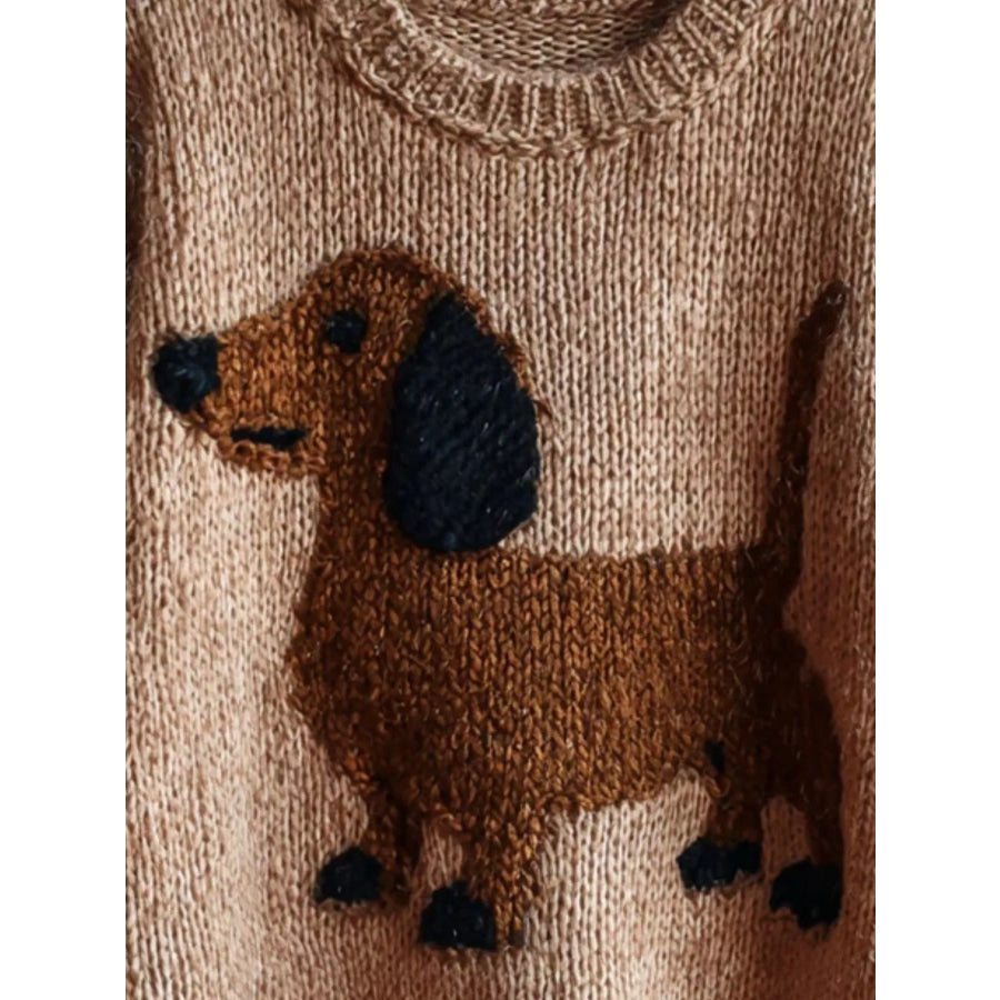 Dachshund Dropped Shoulder Sweater Apparel and Accessories