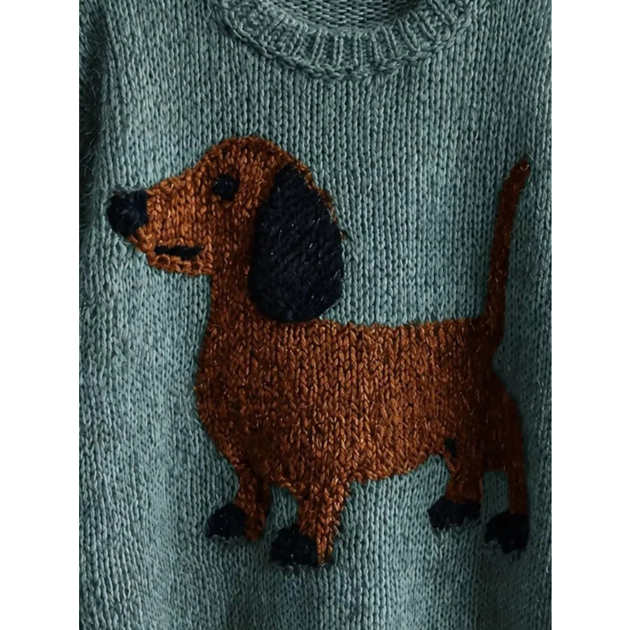 Dachshund Dropped Shoulder Sweater Apparel and Accessories