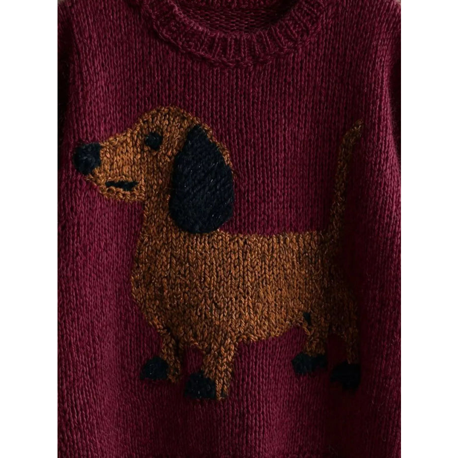 Dachshund Dropped Shoulder Sweater Apparel and Accessories