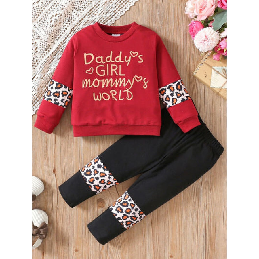 DADDY’S GIRL MOMMY’S WORLD Leopard Top and Pants Set Red / 18-24M Clothing