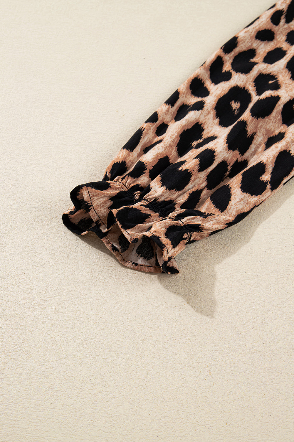 Brown Leopard Print Smocked Detail Flowy Midi Dress