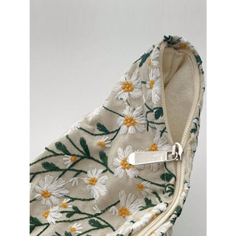 Daisy Embroidered Cosmetic Pouch Floral / One Size Apparel and Accessories