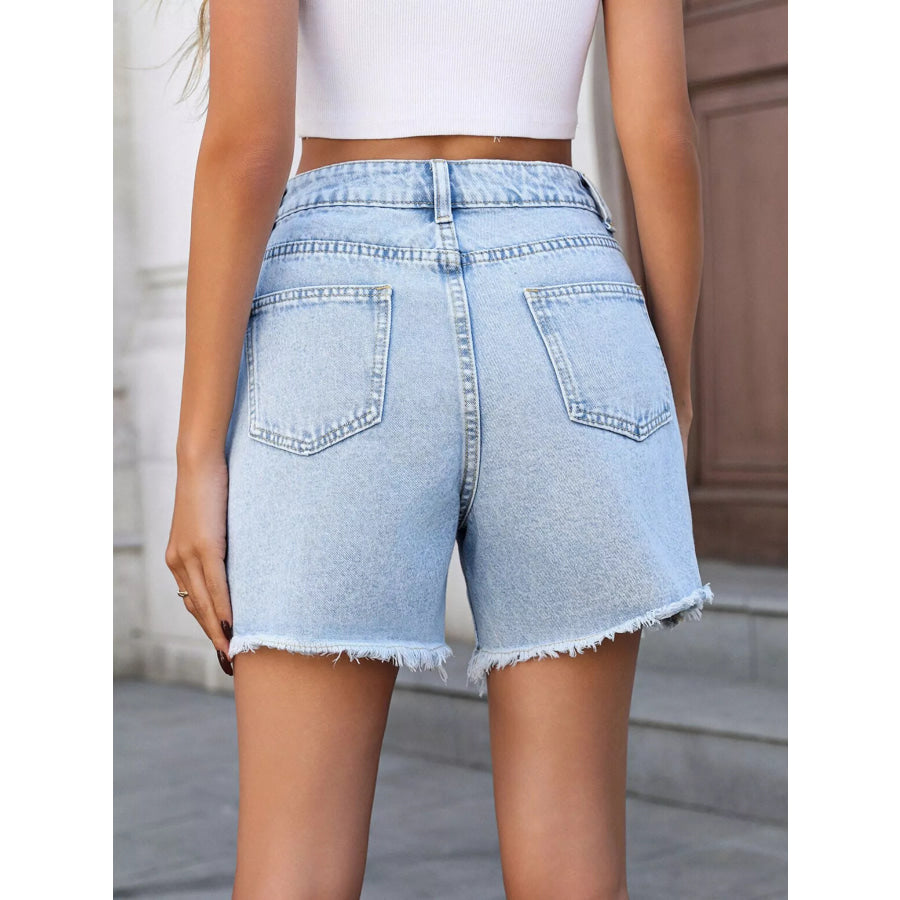 Daisy Frayed Hem Denim Shorts Apparel and Accessories