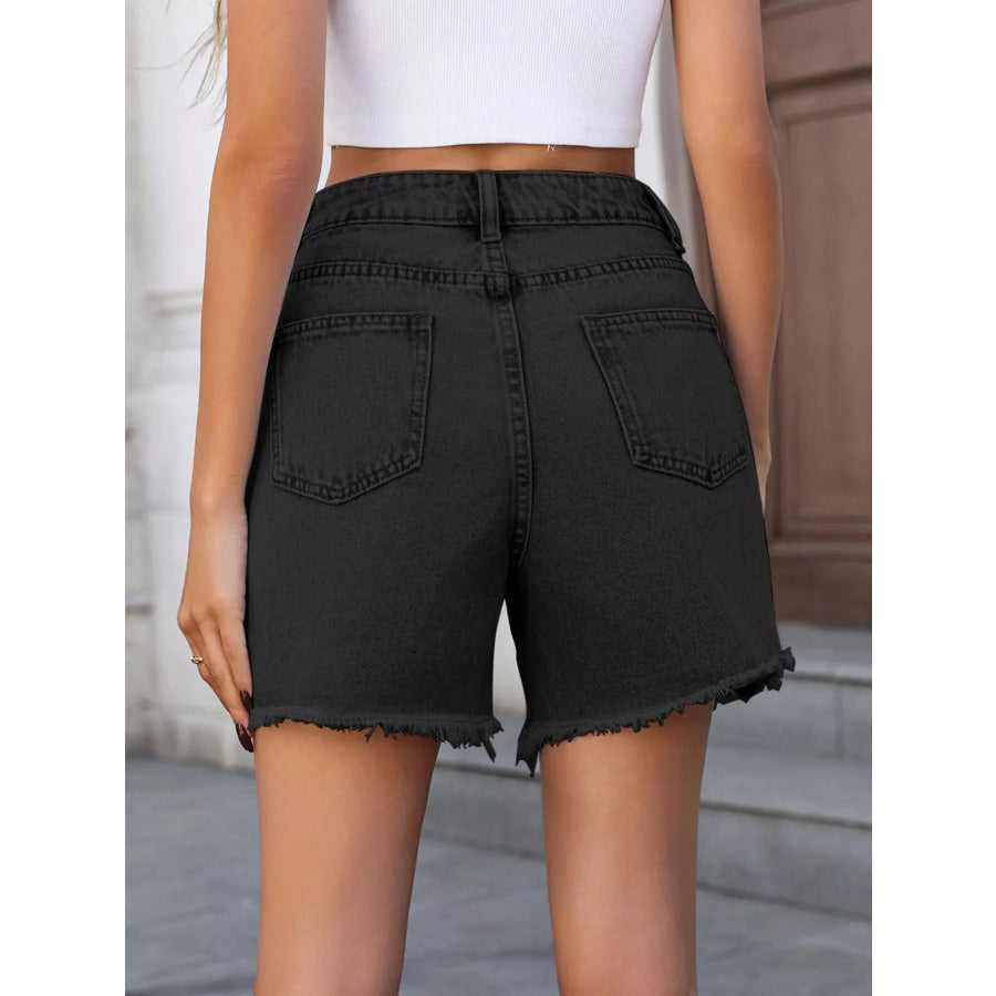 Daisy Frayed Hem Denim Shorts Apparel and Accessories