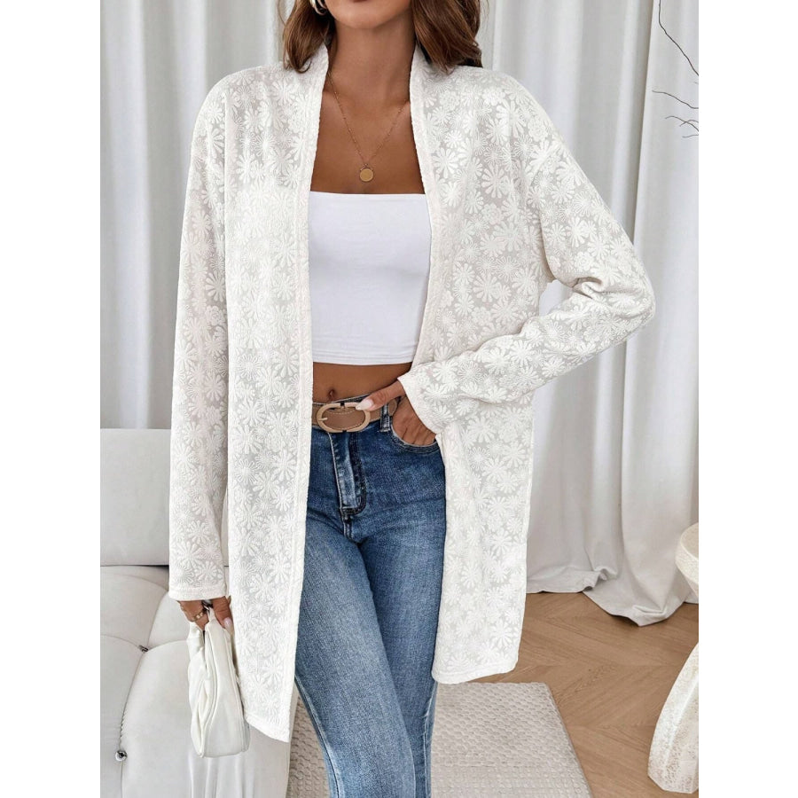 Daisy Open Front Long Sleeve Cover Up Ivory / S Apparel and Accessories