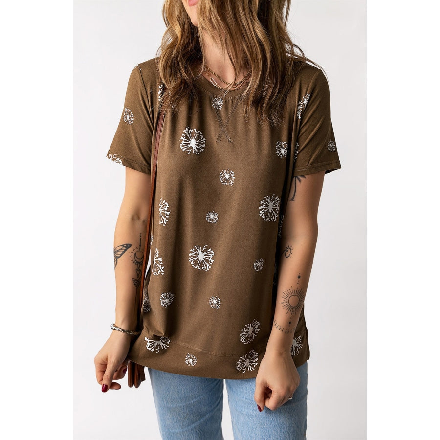 Dandelion Print Round Neck Tee