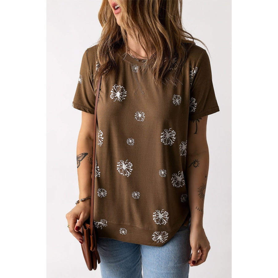 Dandelion Print Round Neck Tee