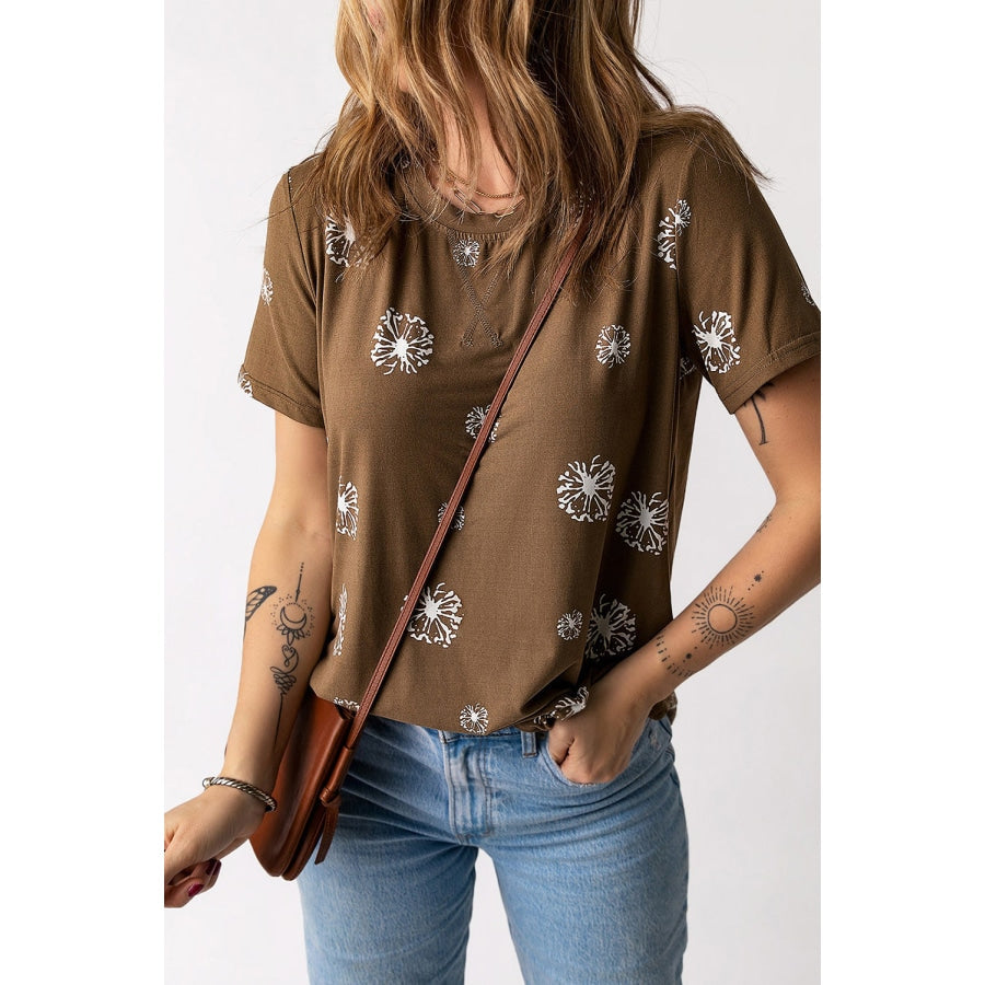 Dandelion Print Round Neck Tee