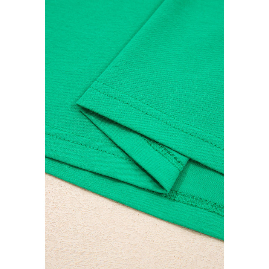 Dark Green Plus Size Button Front Ruffled Stripe Trim V Neck Flutter Sleeve Blouse Plus Size/Plus Size Tops/Plus Size Blouses & Shirts