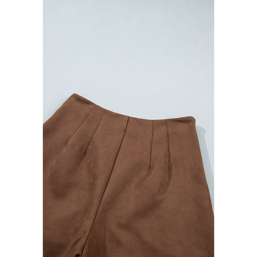 Dark Khaki Gold Button Asymmetric Wrapped Detail Mini Skirt Bottoms/Skirts & Petticoat