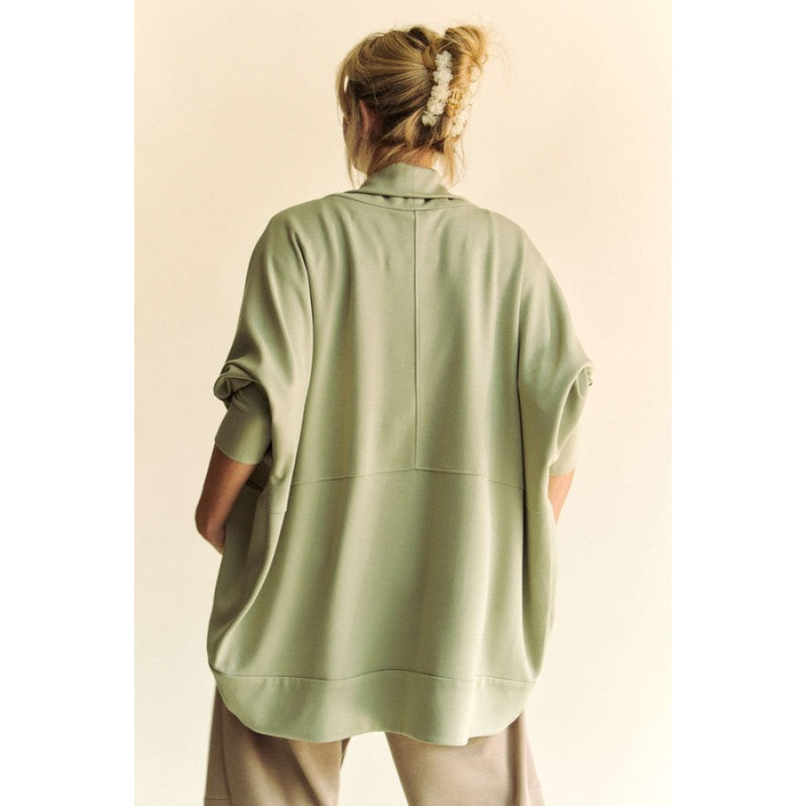 Davi & Dani Dolman Long Sleeve Open Front Jacket Sage / S Apparel and Accessories